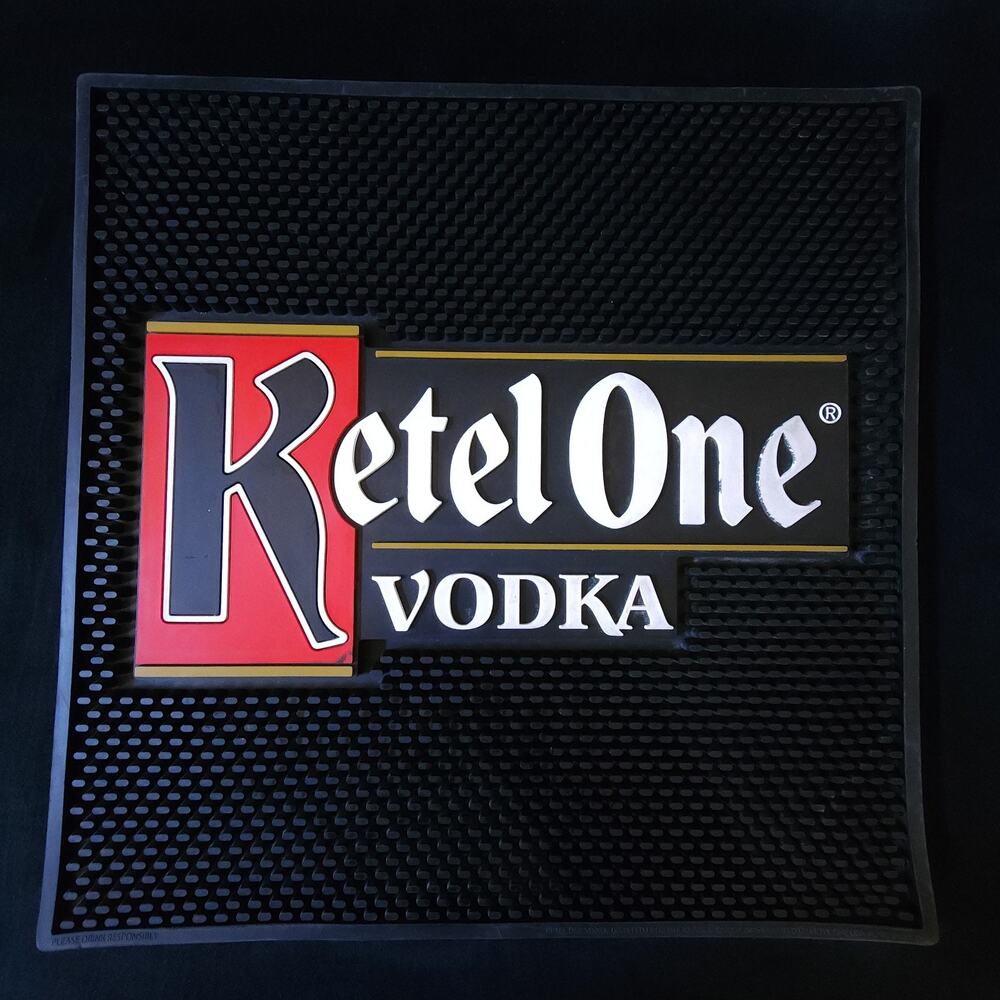 Ketel One Vodka Large Black Bar Rubber Service Wait Area Spill Rubber Mat Square